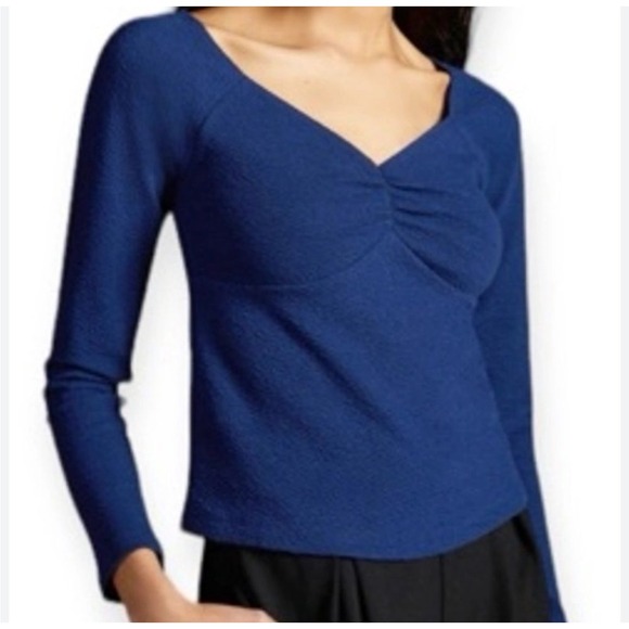Anthropologie Tops - Anthropologie Maeve Blue Sweetheart Neckline Stretch‎ Top Women Size Medium NWT
